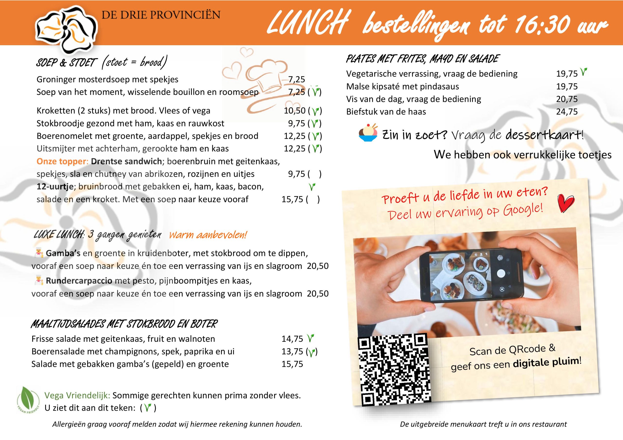 1.1 Lunchkaart ETEN_2025 Lente Lunchkaart Menukaart lunch De Drie Provincien mei 2024 lunch soep brood salades