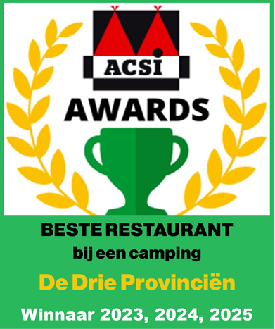 ACSI Award 2025 2024 2023 Beste restaurant bij een camping_Hattrick voor De Drie Provinciën 10%